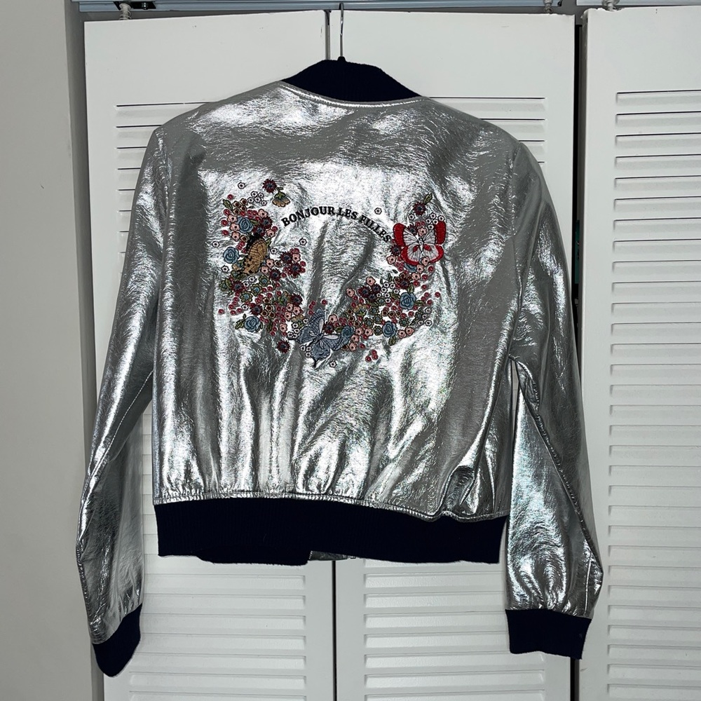 ZARA Metallic Silver Bomber Jacket